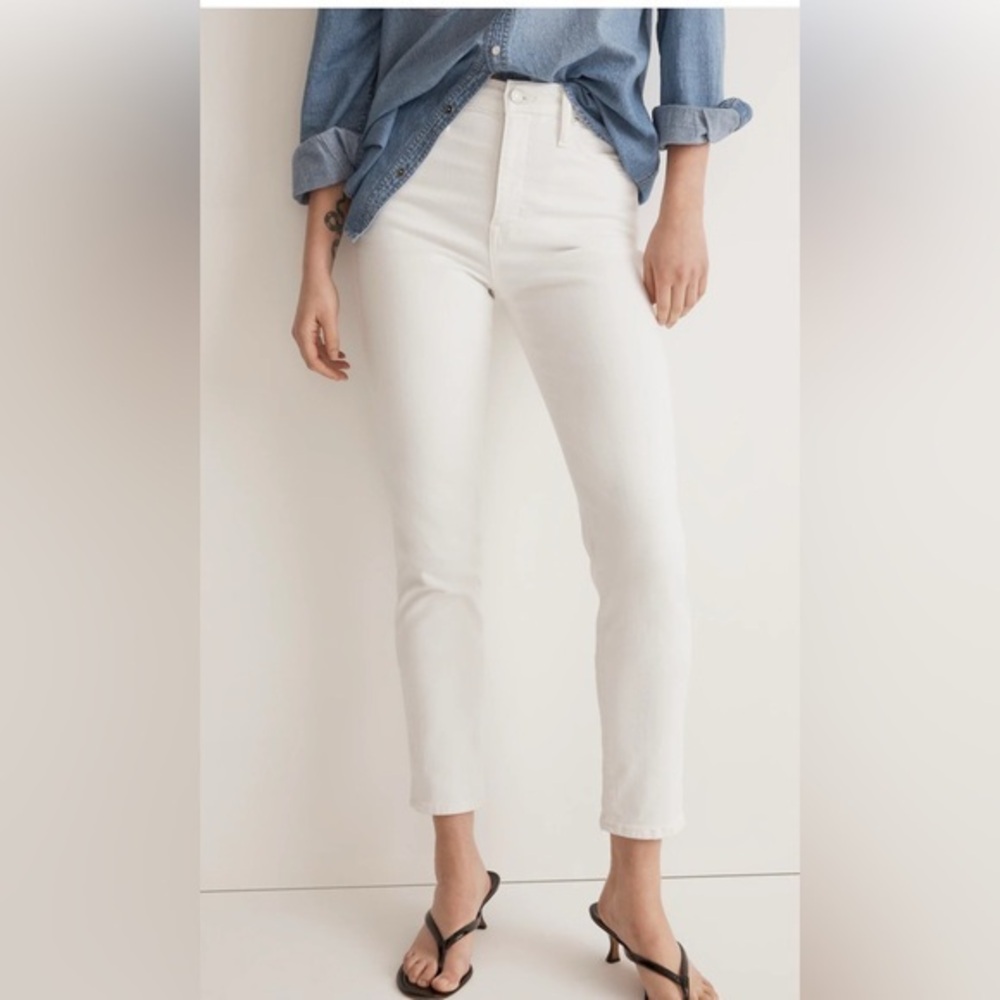 Madewell Pure White Stovepipe Style High Rose Ankle Jeans NWT 27 #1771